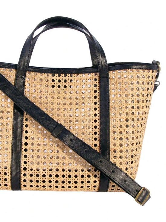 Anthropologie Handbags - ANTHROPOLOGIE Street Level Rattan + Leather Tote/Crossbody Bag Beach Resort